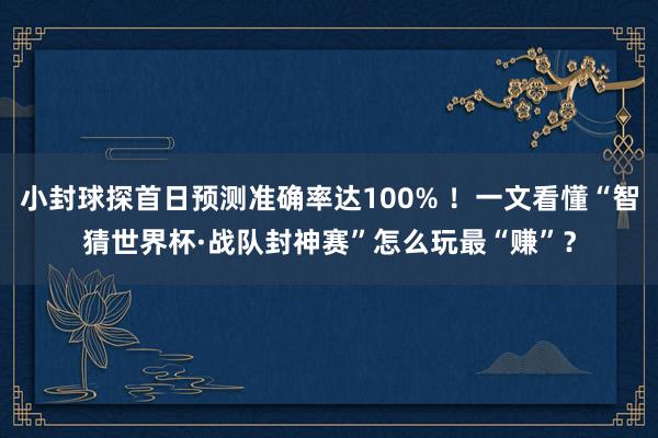 小封球探首日预测准确率达100% !一文看懂“智猜世界杯·战队封神赛”怎么玩最“赚”?