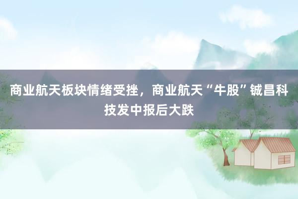 商业航天板块情绪受挫,商业航天“牛股”铖昌科技发中报后大跌