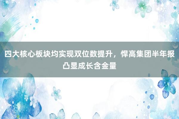 四大核心板块均实现双位数提升，悍高集团半年报凸显成长含金量