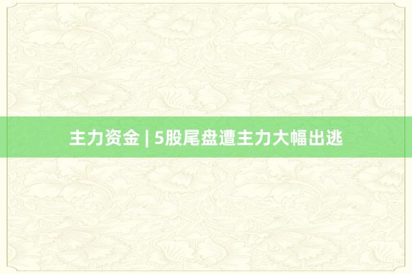 主力资金 | 5股尾盘遭主力大幅出逃