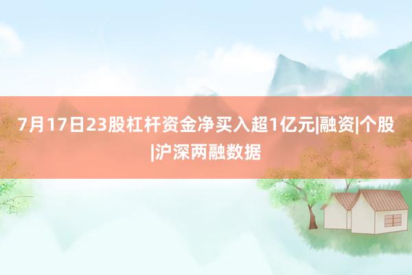7月17日23股杠杆资金净买入超1亿元|融资|个股|沪深两融数据