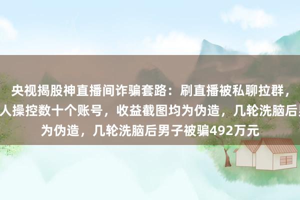 央视揭股神直播间诈骗套路：刷直播被私聊拉群，“炒群”管理员一人操控数十个账号，收益截图均为伪造，几轮洗脑后男子被骗492万元