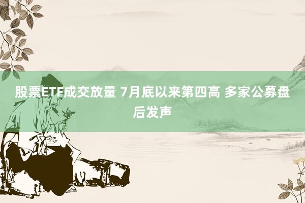 股票ETF成交放量 7月底以来第四高 多家公募盘后发声